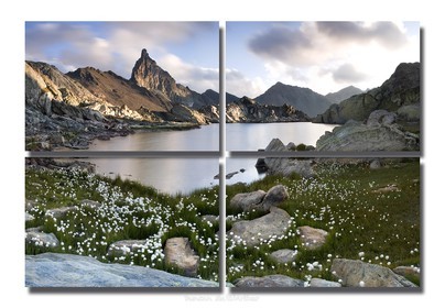 Lake Blanchet, bog cotton and the Toillies peak