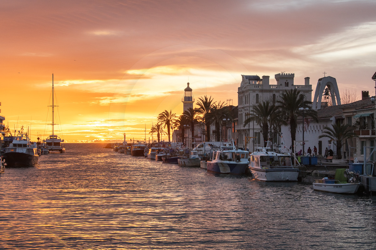 Port du Grau du roi (30) coucher de soleil en janvier©Pierre Barrot
